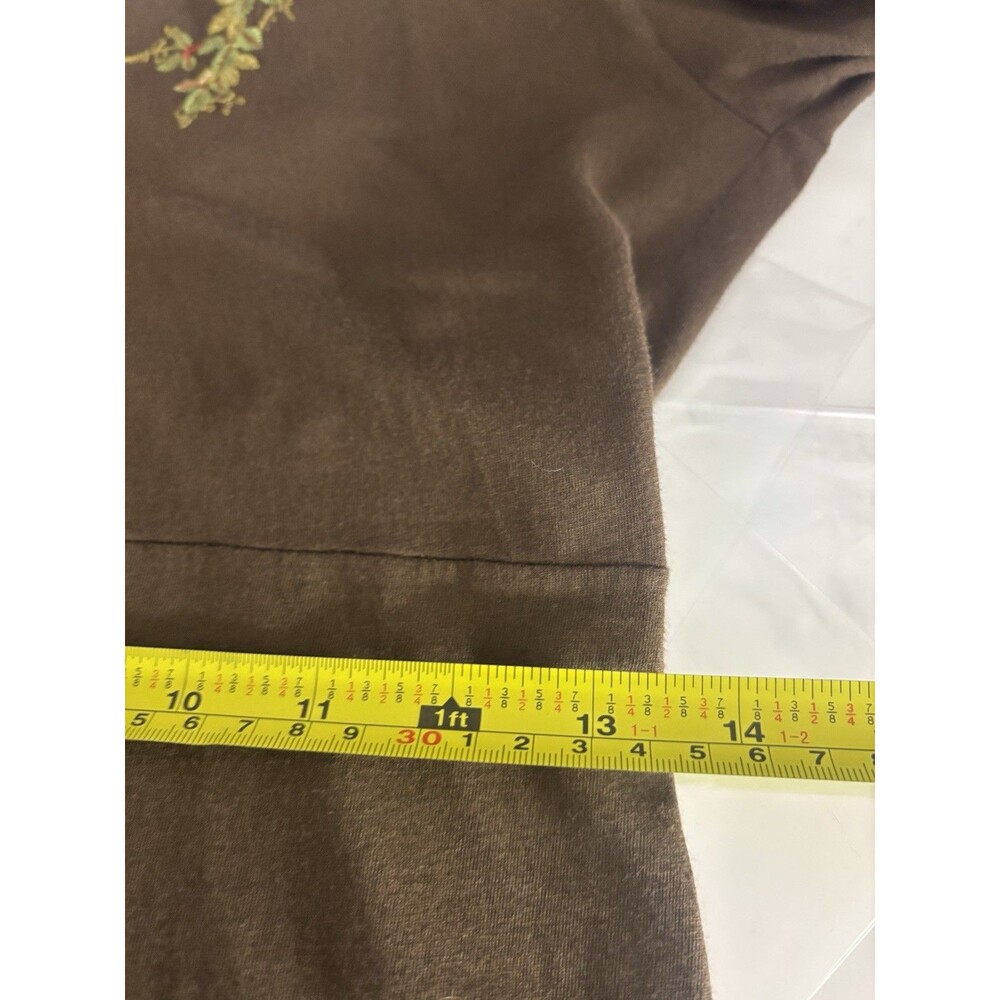 Johnny Was Brown Floral Embroidered Mini Dress with Orange Accents - Picture 3 of 16
